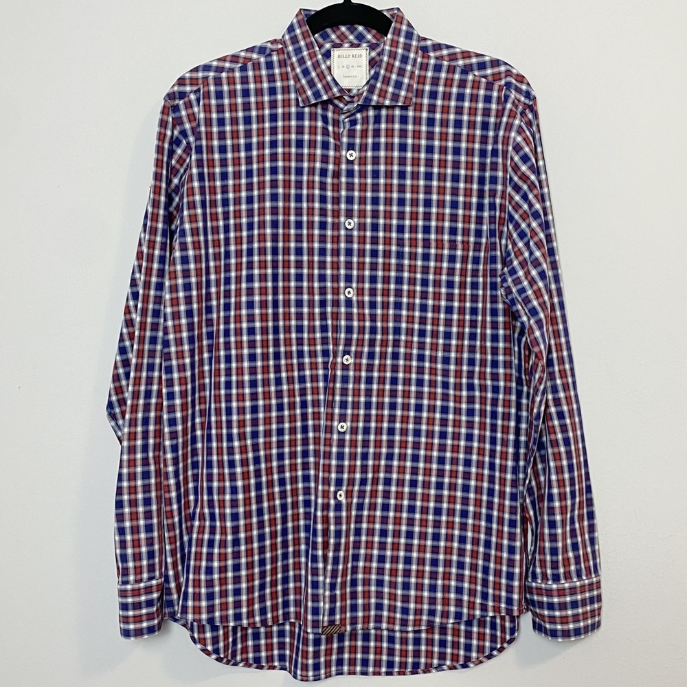 Billy Reid Tuscumbia Red/White/Blue Plaid Standard Cut Shirt